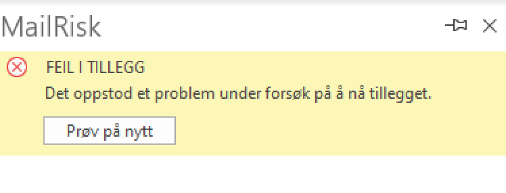 General error message in Outlook.