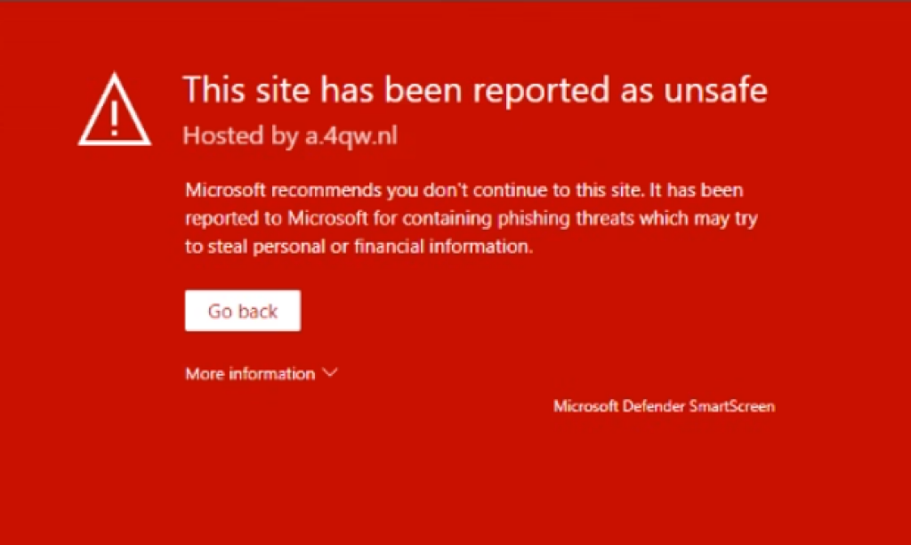 Defender SmartScreen that doesn’t mention the organization.