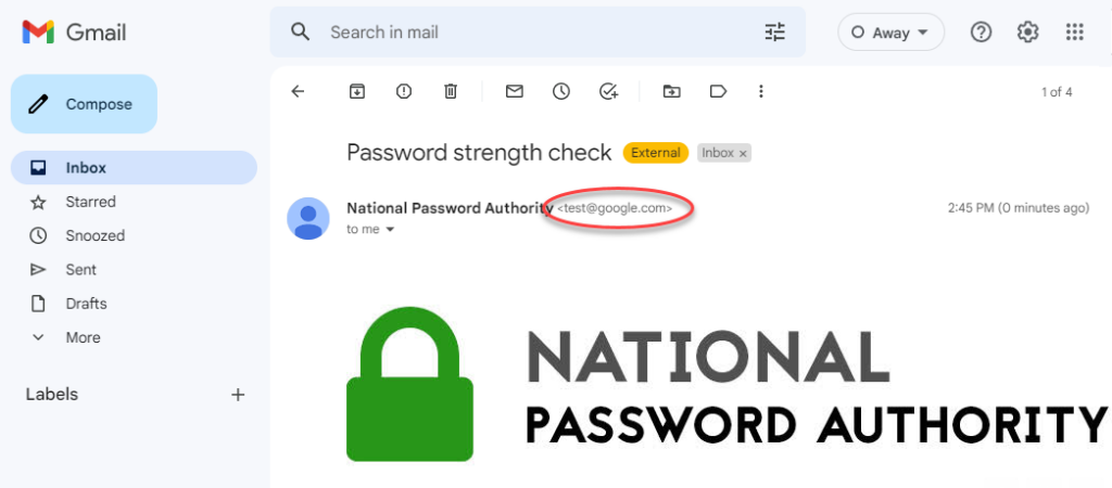 Showing how emails can appear as if they’re from @google.com.