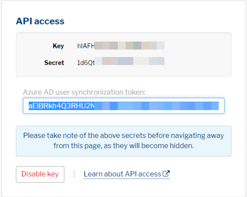 API access and synchronization tokekns.