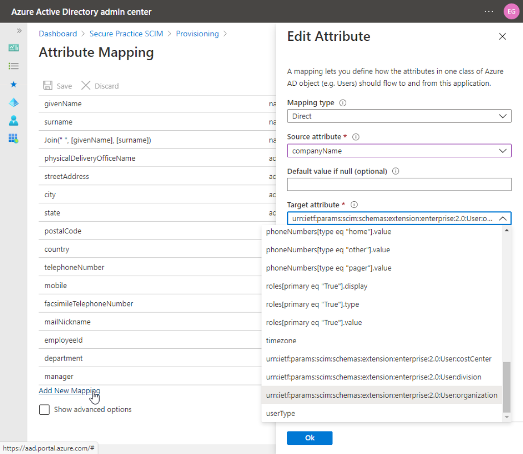 Location of the Add New Mapping link.