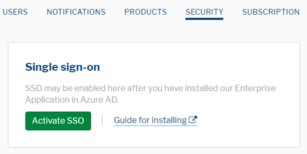 Location of the Activate SSO button.