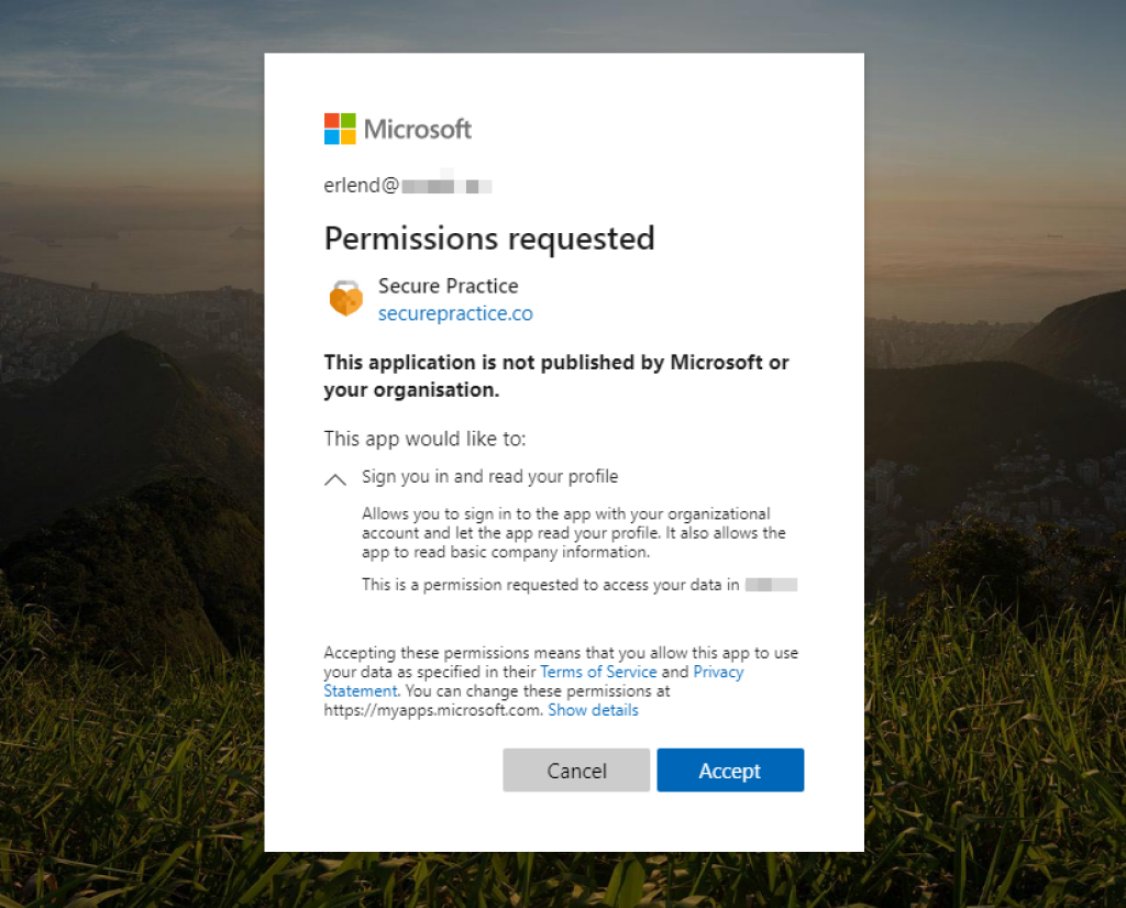 Approving the Secure Practice application.