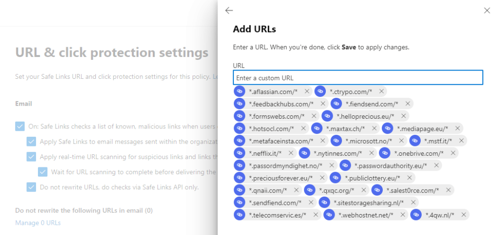 UI that to add URLs.