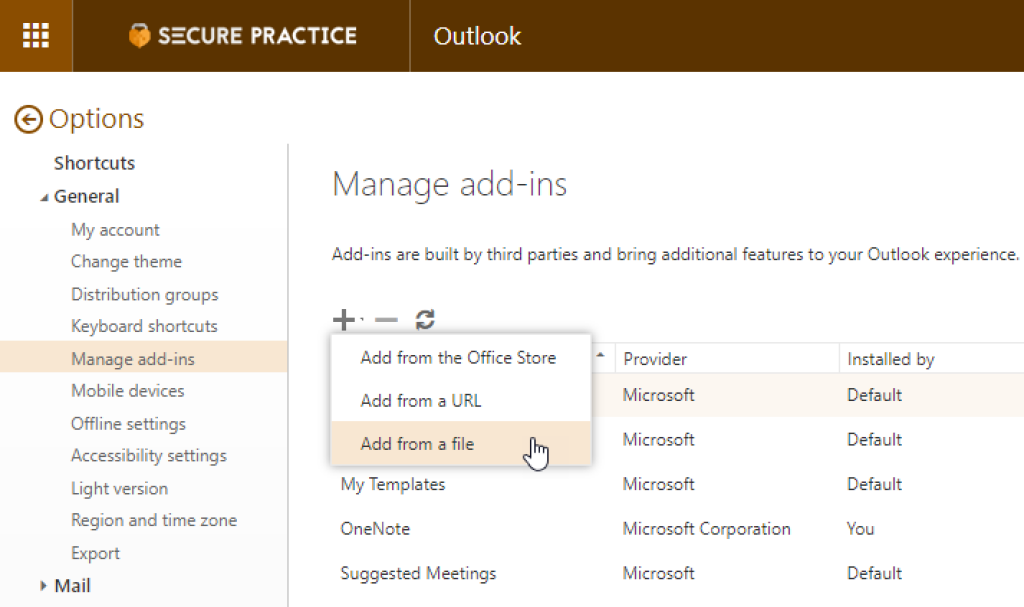Manage add-ins in Outlook.