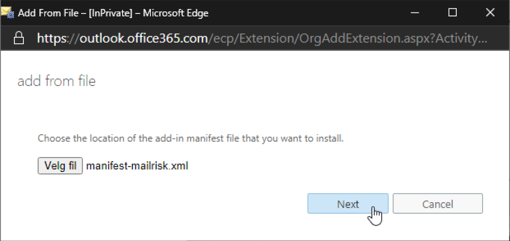 Upload XML manifest.