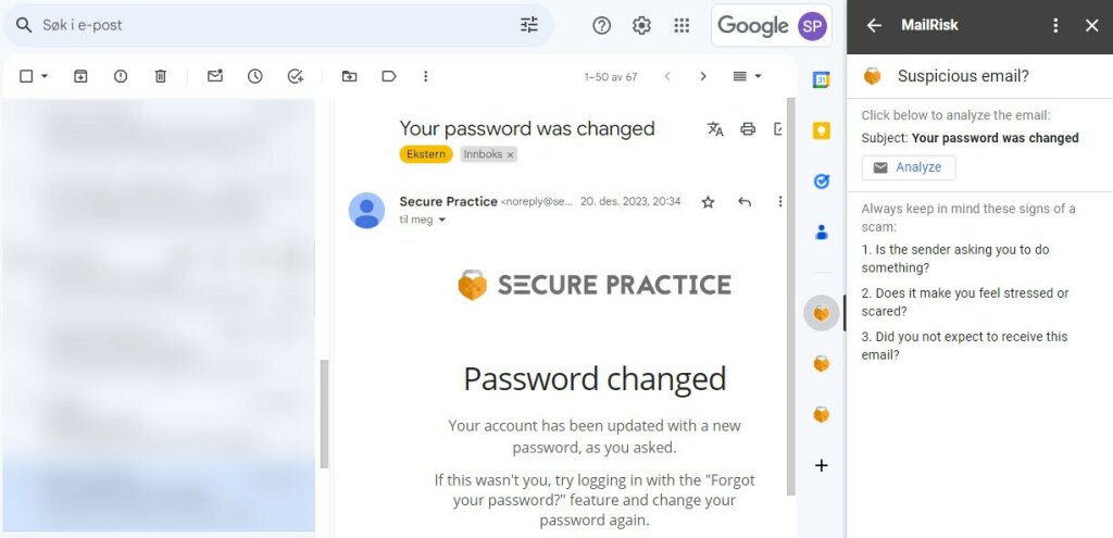 MailRisk open in Gmail.