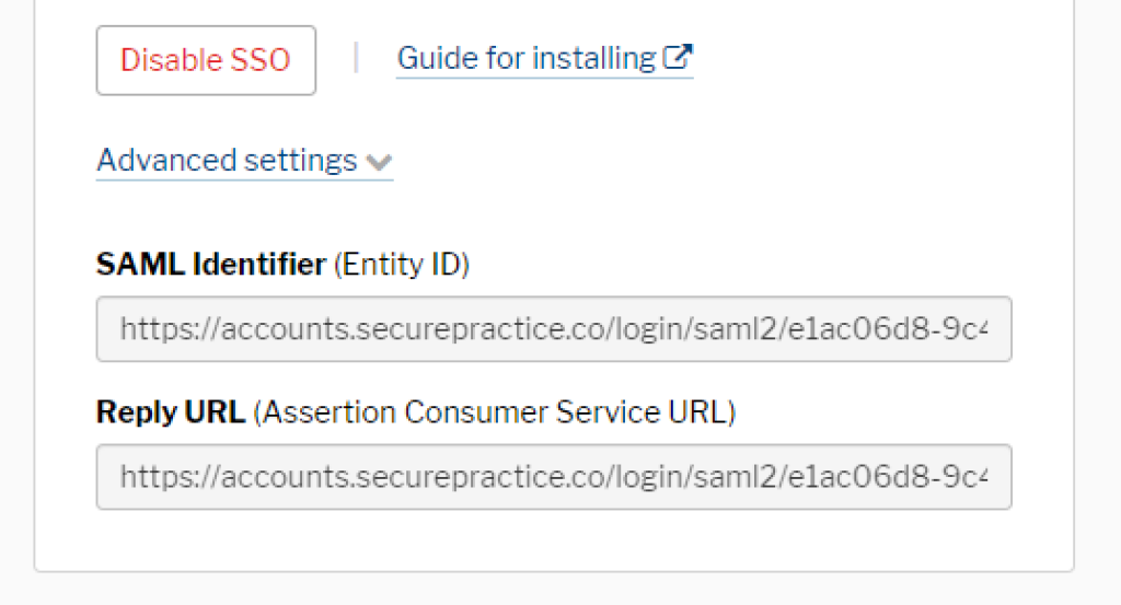 Settings to use for your IdP.