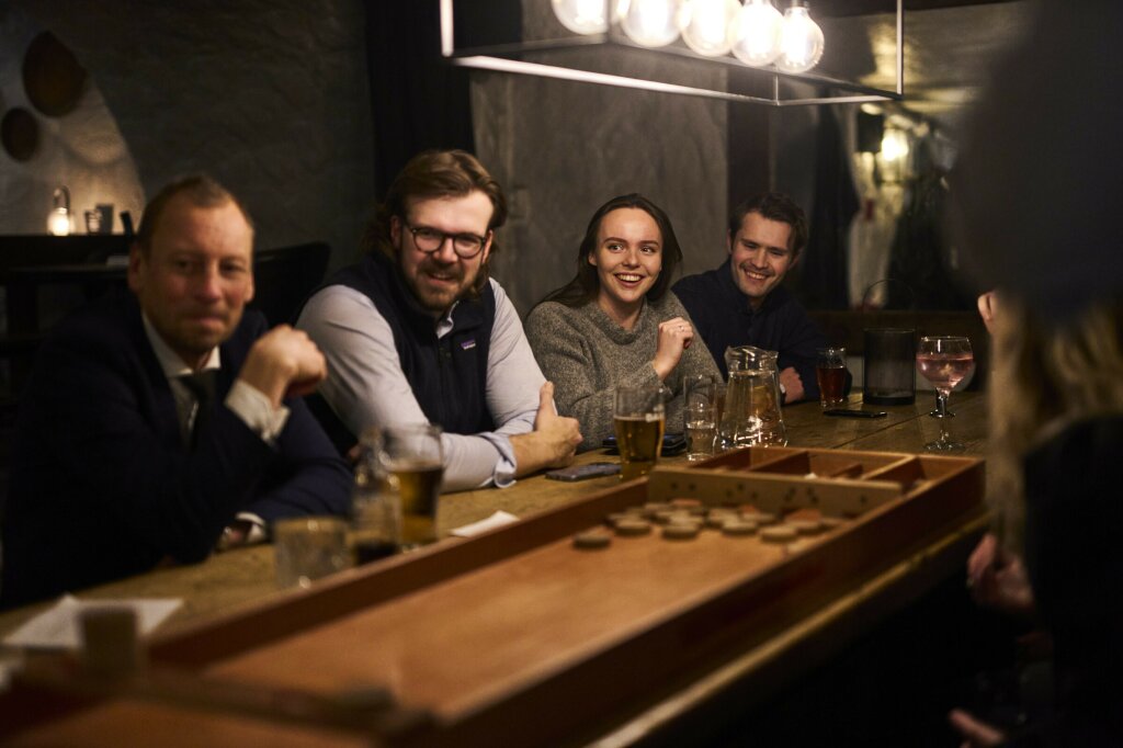 Team members having a social time.